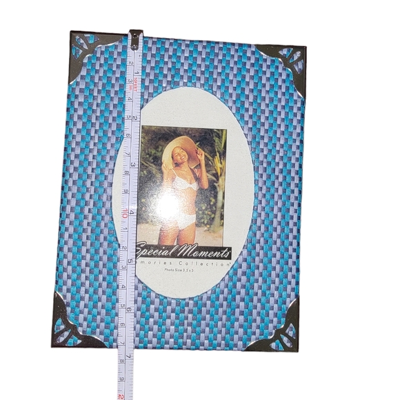 🕌 Blue Moroccan Arabesque Rustic Metal Pic Frame 3.5 in × 5 in - Picture 4 of 4